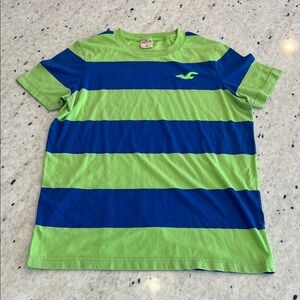 Hollister Men’s Striped Tee in Blue and Green